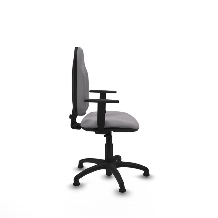 Chaise Algarra Contact permament de base Cuir écologique Gris Structure polyamide noire Accoudoir 1D Sans appui-tête Patins de chaises