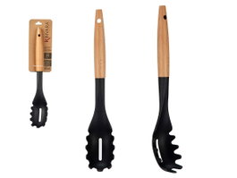 KINVARA Ustensile de cuisine pour pâtes avec manche en bois, Naturel-Noir