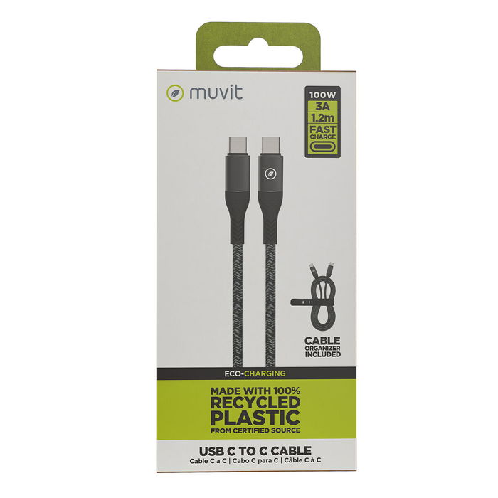 Câble USB-C vers USB-C Muvit for Change Noir 1,2 m Câble USB-C vers USB-C Muvit for Change Noir 1,2 m