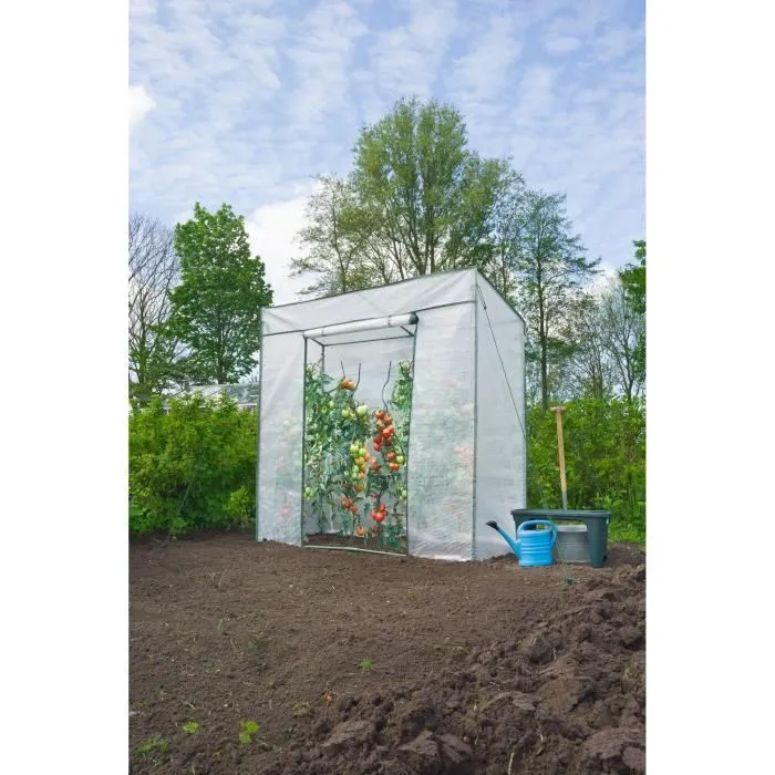 Nature Serre de jardin, 200 x 198 x 78 cm (1.54 m²), structure tubes 18 mm, bâche PE armé 145 g/m² avec liens et crochets