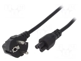 AKYGA Câble d'alimentation H03VV-F 3x0,5mm2 noir 1,5m