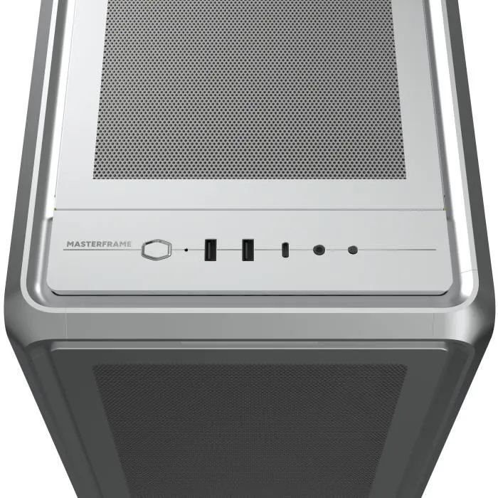 Cooler Master MasterFrame 600 Mesh Silver ARGB Boîtier PC Gamer Moyen Tour Modulable FreeForm 2.0, Verre Trempé, Éclairage ARGB, Ports USB 3.2 Type-C, Compatible Carte Mère E-ATX