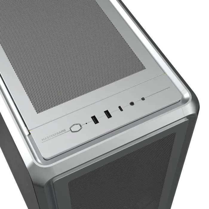 Cooler Master MasterFrame 600 Mesh Silver ARGB Boîtier PC Gamer Moyen Tour Modulable FreeForm 2.0, Verre Trempé, Éclairage ARGB, Ports USB 3.2 Type-C, Compatible Carte Mère E-ATX