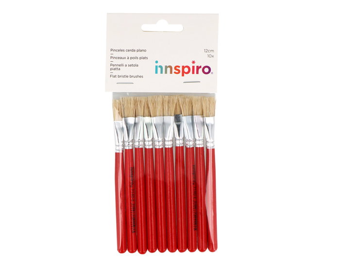Innspiro Lot de 10 pinceaux plats en poils de cèdre blanc 12cm Innspiro Lot de 10 pinceaux plats en poils de cèdre blanc 12cm