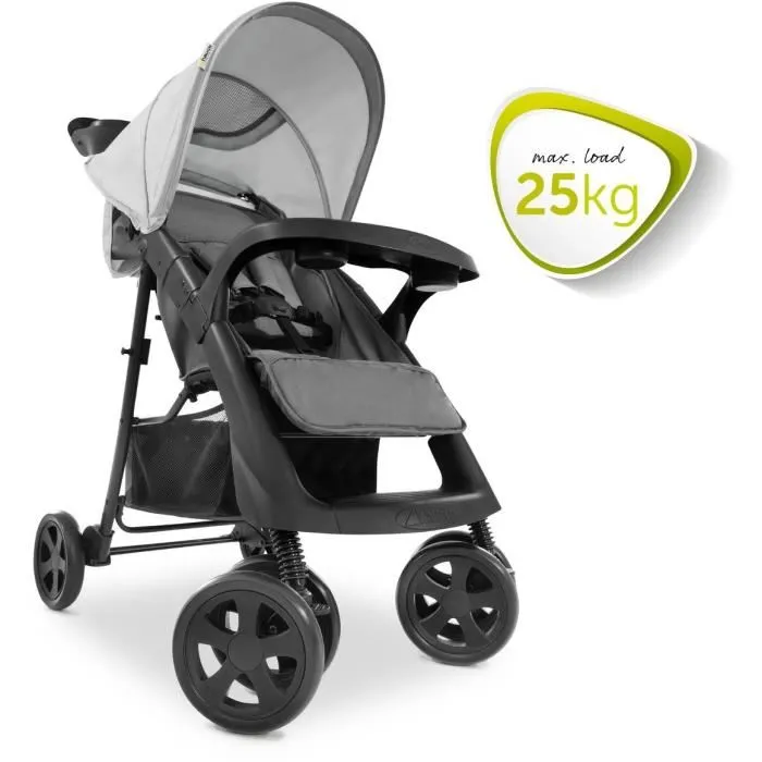 Hauck Poussette compacte Shopper Neo II 4 roues grise - Poussette ultra maniable avec roues pivotantes et dossier inclinable, pour enfants de la naissance à 22 kg