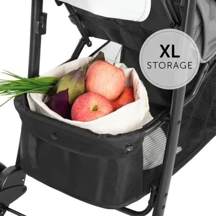 Hauck Poussette compacte Shopper Neo II 4 roues grise - Poussette ultra maniable avec roues pivotantes et dossier inclinable, pour enfants de la naissance à 22 kg