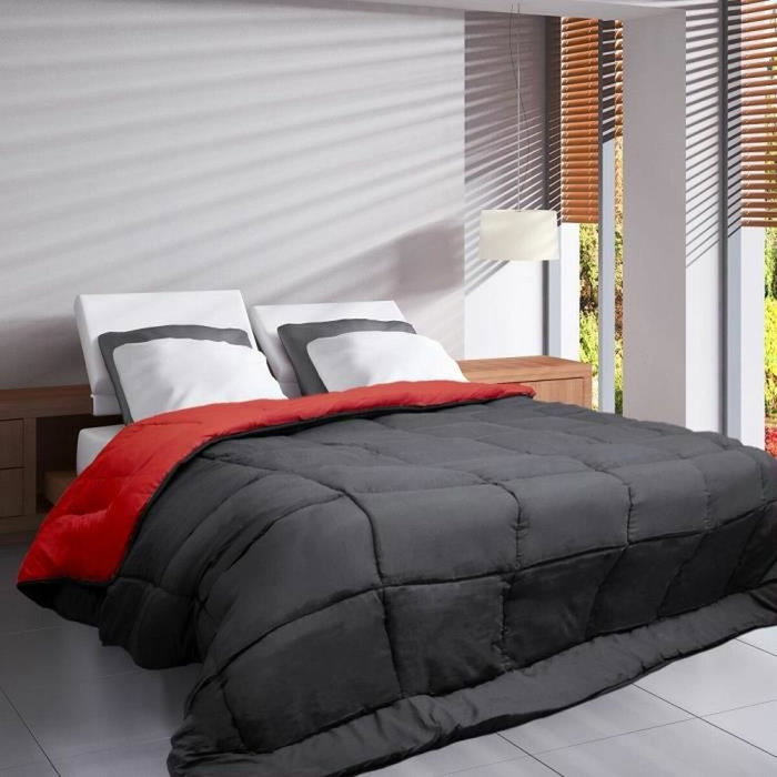 Toison D'Or Couette Légère Hudson Gris & Rouge 240 x 260 cm