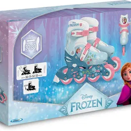 Reine Des Neiges - Patins en ligne ajustables pour fille, taille 30-33, bleu - Roues PVC, roulements 608Z, frein arrière et chausson à velcro inclus