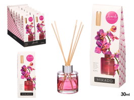 Acorde Mikado Orquidea Diffuseur à Bâtonnets 30 ml Blanc Verre Bois 7.5x20x5 cm (Set de 24)