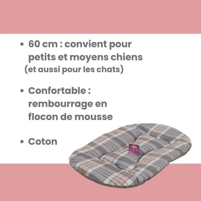 Tyrol - Coussin pour chien Toronto Oval - Couchage confortable - Dimensions 60 x 40 x 3 cm - Rembourrage flocon de mousse - Tissu doux - Lavable 30°C