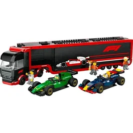 LEGO City 60445 Jeu de Construction Camion de Transport F1 avec Remorque, Voitures de Formule 1 RB20 et AMR24, 5 Minifigurines - Pour Enfants de 8 Ans et Plus