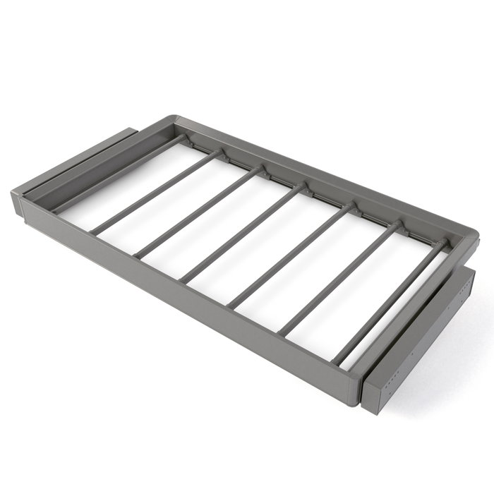 Emuca Kit de porte-pantalon à 7tringles et rack ajustable Quartz pour armoires, glissières extension totale et à fermeture douce, Module 90cm, Finition Titane Emuca Kit de porte-pantalon à 7tringles et rack ajustable Quartz pour armoires, glissières extension totale et à fermeture douce, Module 90cm, Finition Titane