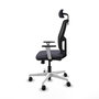 Chaise Alfera Synchrone/Traslack Maille/tissu Gris foncé Maille Noir Structure polyamide blanc Accoudoirs noirs et blancs Appui-tête 2D Roulettes 65mm nylon