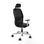 Chaise Alfera Synchrone/Traslack Maille/tissu Gris foncé Maille Noir Structure polyamide blanc Accoudoirs noirs et blancs Appui-tête 2D Roulettes 65mm nylon