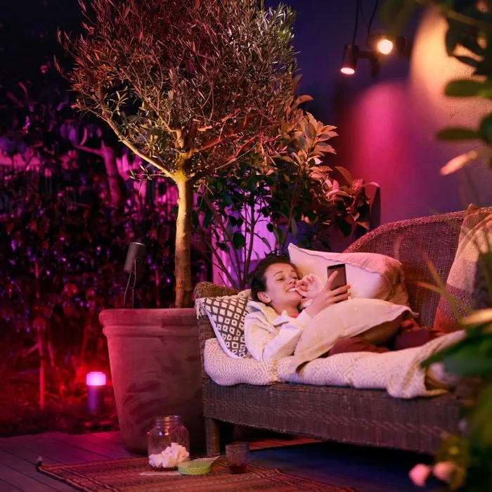 Philips Hue Lily - Kit d'extension projecteur de jardin - Spot lumière blanche et couleur 16 millions - Noir - Basse tension - IP67