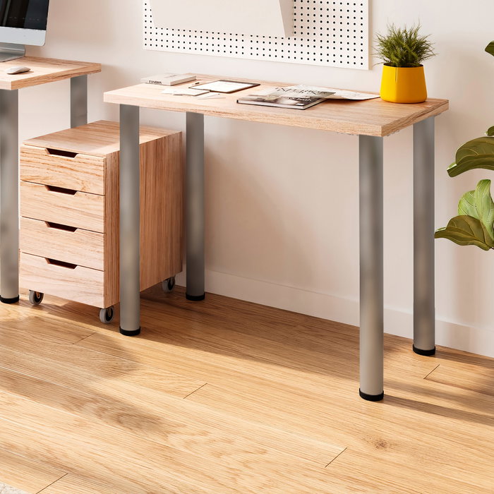 Emuca Lot de 4 pieds de table, diamètre 60mm, H 710mm, Acier, Nickel satiné