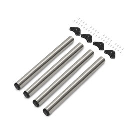 Emuca Lot de 4 pieds de table, diamètre 60mm, H 710mm, Acier, Nickel satiné