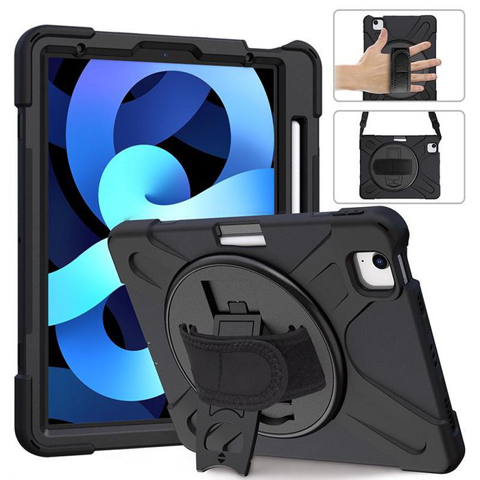 eSTUFF Coque de protection intégrale CHICAGO Full Body Defender pour iPad Pro 11 2022/2021/2020/2018 et iPad Air 5/4 10.9 2022/2020 avec protège-écran - Noir