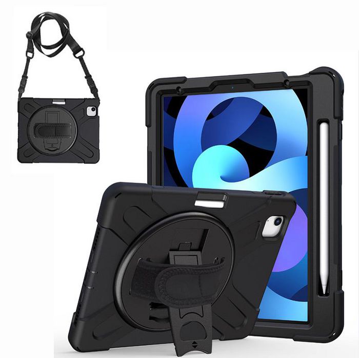 eSTUFF Coque de protection intégrale CHICAGO Full Body Defender pour iPad Pro 11 2022/2021/2020/2018 et iPad Air 5/4 10.9 2022/2020 avec protège-écran - Noir