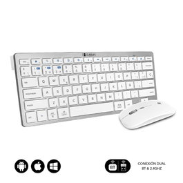 Subblim OCO010 Combo Clavier AZERTY Français et Souris Sans Fil Bluetooth 5.2 + USB RF 2.4G Multidispositif Silencieux Noir