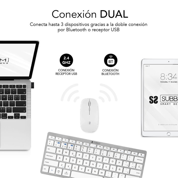 clavier et souris Subblim SUBKBC-OCO010 Argenté