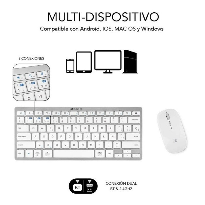 clavier et souris Subblim SUBKBC-OCO010 Argenté