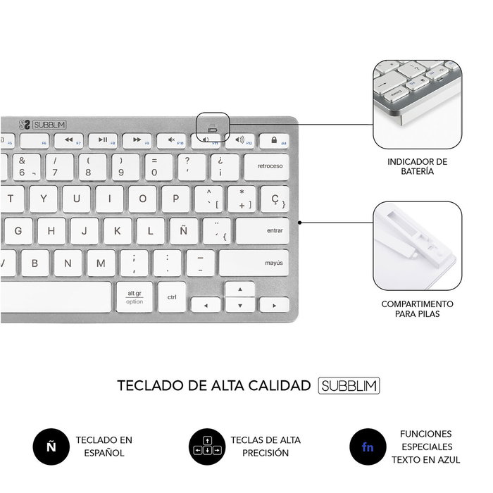 clavier et souris Subblim SUBKBC-OCO010 Argenté