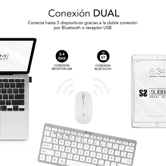 clavier et souris Subblim SUBKBC-OCO010 Argenté