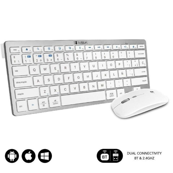 clavier et souris Subblim SUBKBC-OCO010 Argenté (2 Unités)