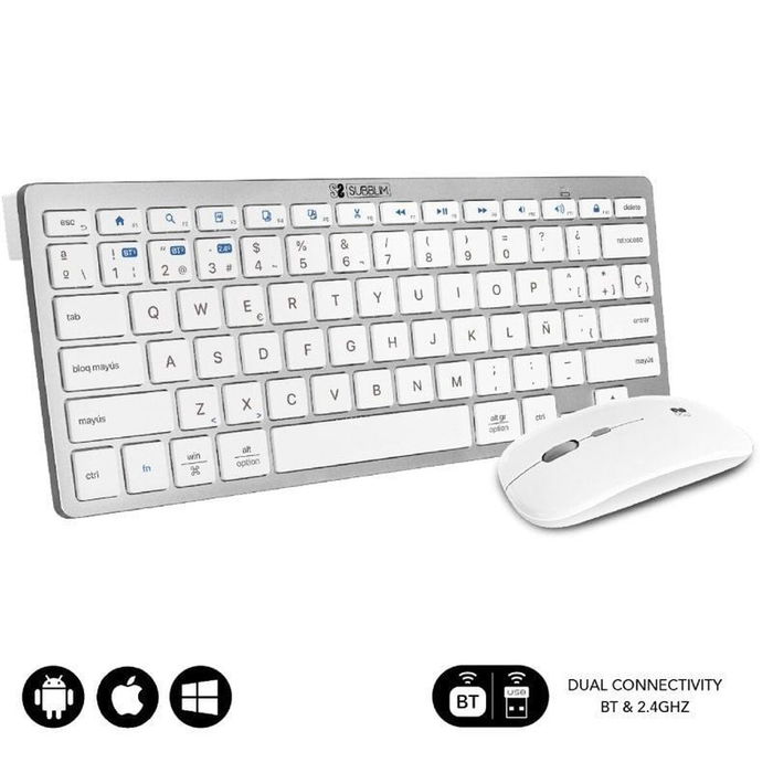 clavier et souris Subblim SUBKBC-OCO010 Argenté (2 Unités)