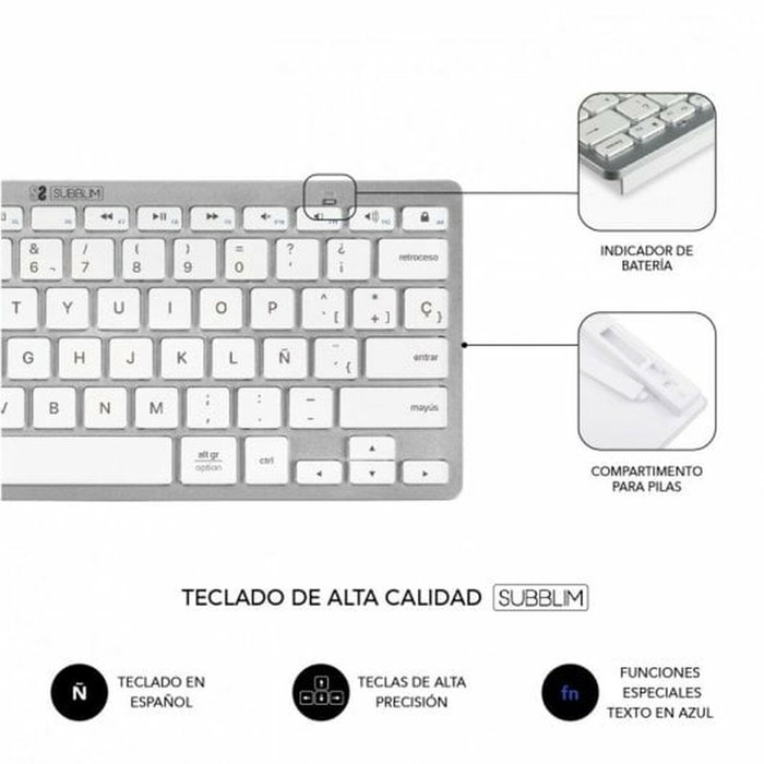 clavier et souris Subblim SUBKBC-OCO010 Argenté