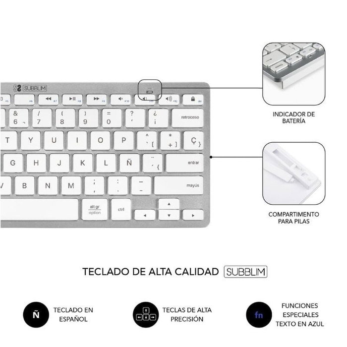 clavier et souris Subblim SUBKBC-OCO010 Argenté