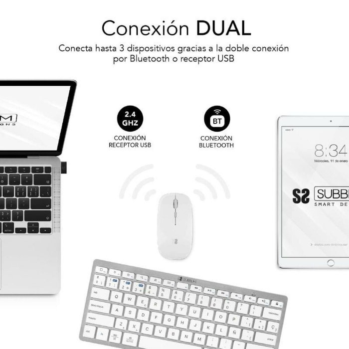 clavier et souris Subblim SUBKBC-OCO010 Argenté