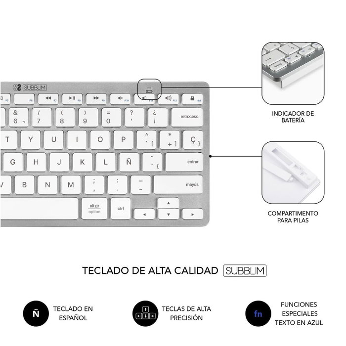 clavier et souris Subblim SUBKBC-OCO010 Argenté