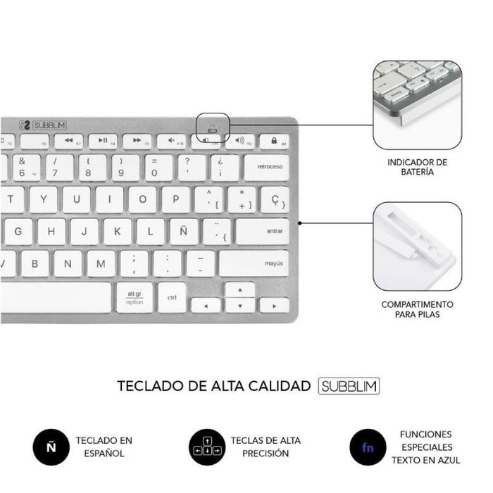 clavier et souris Subblim SUBKBC-OCO010 Argenté