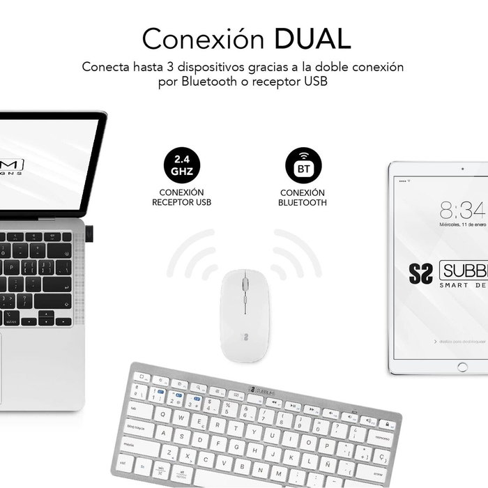 clavier et souris Subblim SUBKBC-OCO010 Argenté