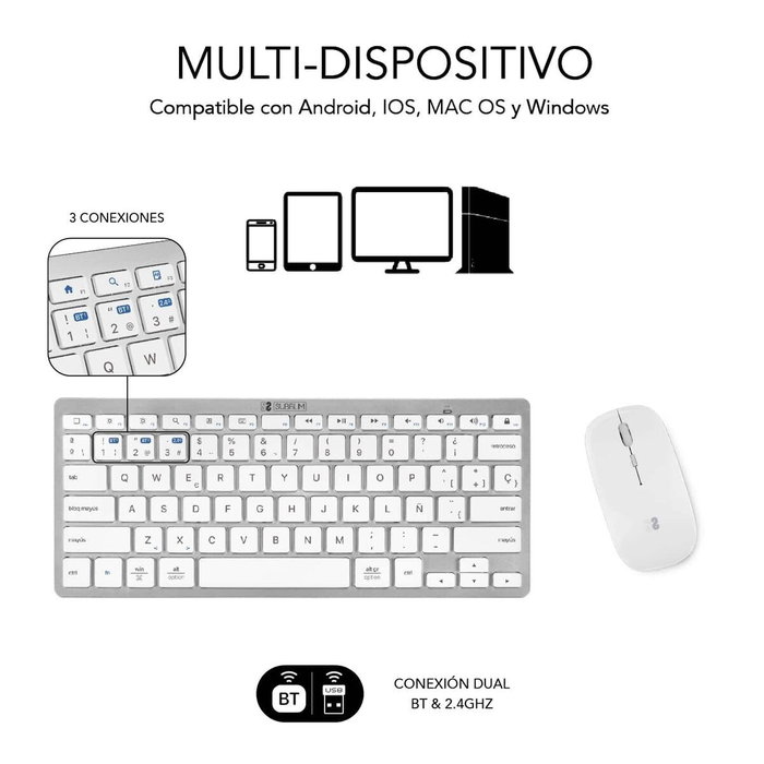 clavier et souris Subblim SUBKBC-OCO010 Argenté