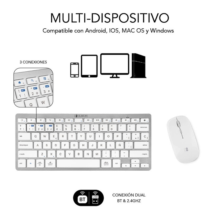 clavier et souris Subblim SUBKBC-OCO010 Argenté
