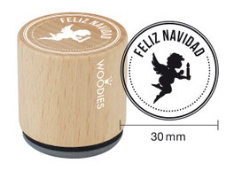 Woodies Sceau Feliz Navidad en bois et caoutchouc 30 mm