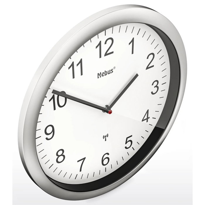 Mebus 19809 Horloge murale blanc/argent