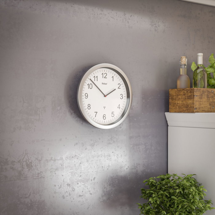 Mebus 19809 Horloge murale blanc/argent