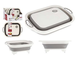 Kinvara Planche à découper pliable avec passoire 29,8 x 40 x 5 cm Plastique PP et TPR Blanc et Gris (Set de 12)