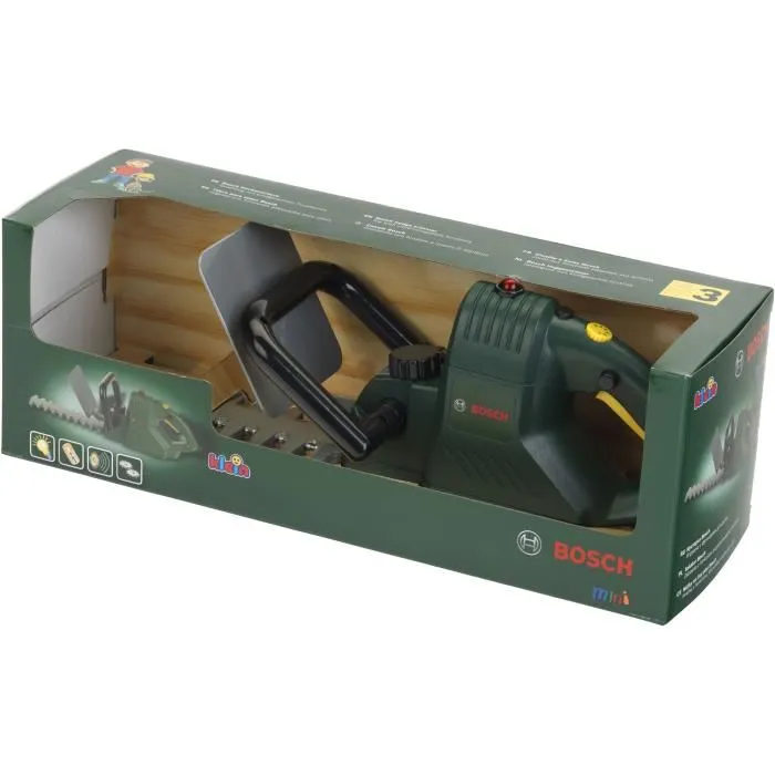 KLEIN Jouet Taille-haies Électronique Bosch - Reproduction Fidèle avec Bruitage, Lumière et Chaine Tournante - 41 x 13 x 12.5 cm - Piles non Incluses