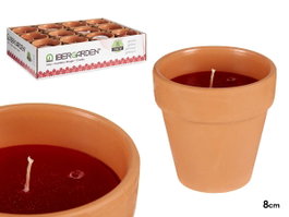 Ibergarden Bougie en Pot Terre Cuite Géranium Rouge Naturelle Anti-Mouches 8x8x8 cm (Set de 48)