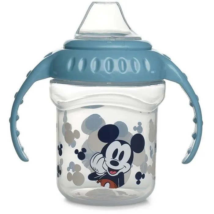 Thermobaby Tasse Sippy à Poignée 250 ml Bec en Silicone Anti-fuites avec Motif Mickey pour Enfants dès 10 Mois