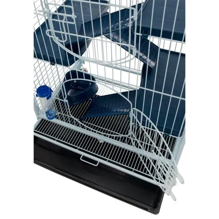 Tyrol TYROL - Cage verticale pour petits rongeurs 64x44x93 cm avec tiroir plastique, 3 plateformes, biberon, roulettes