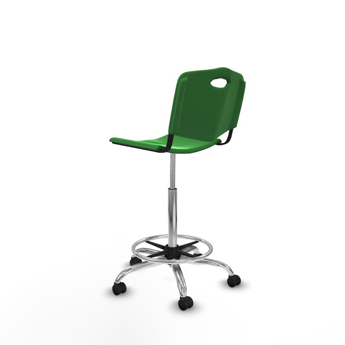 Tabouret Taburete Robledo Pivotant Chlorure de polyvinyle Vert Structure chromée Sans accoudoirs Sans appui-tête Roulettes autofreinées