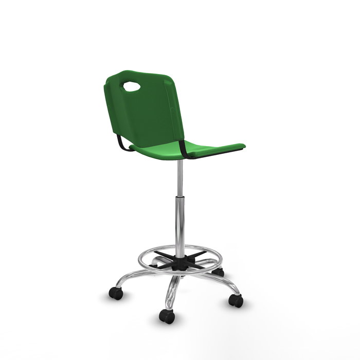 Tabouret Taburete Robledo Pivotant Chlorure de polyvinyle Vert Structure chromée Sans accoudoirs Sans appui-tête Roulettes autofreinées