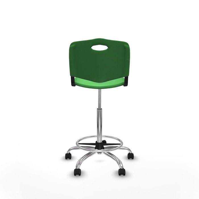 Tabouret Taburete Robledo Pivotant Chlorure de polyvinyle Vert Structure chromée Sans accoudoirs Sans appui-tête Roulettes autofreinées
