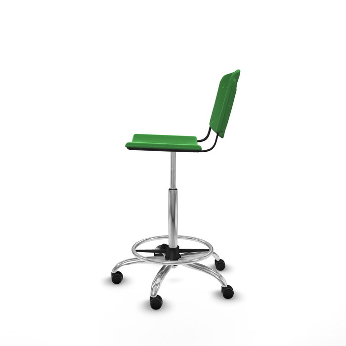 Tabouret Taburete Robledo Pivotant Chlorure de polyvinyle Vert Structure chromée Sans accoudoirs Sans appui-tête Roulettes autofreinées